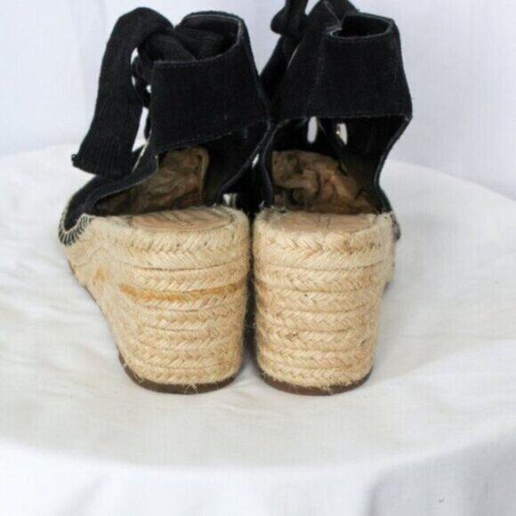 Sole Society Women Shoes Sole Society Suede Lace-Up Wedges Cambrine Black 10 - Picture 3 of 7